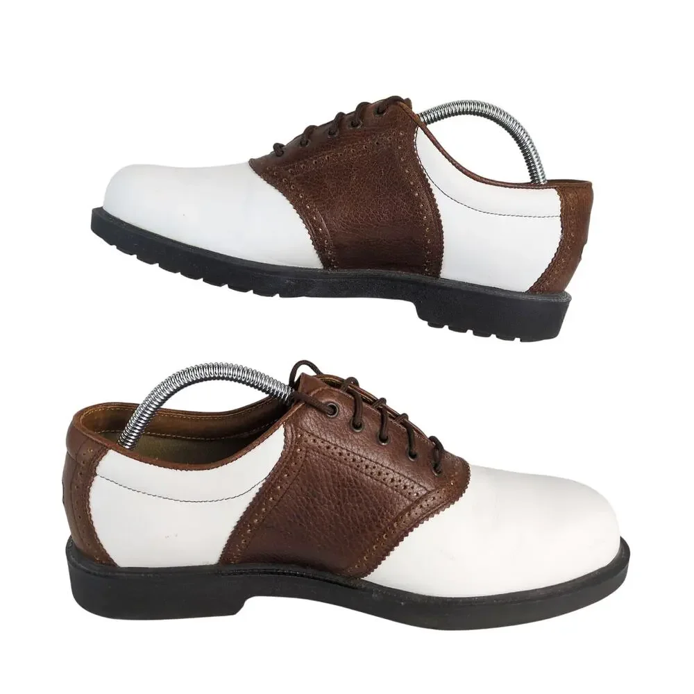 Rockport‎ Men's 9W Brown & White Leather Saddle Oxford Golf Shoes Jack Nicklaus